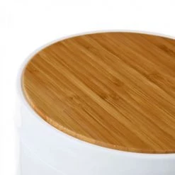 Wadiga Rangements Salle De Bain Poubelle De Salle De Bain En Plastique Blanc Et Bambou 5L -Rangements déco Soldes poubelle de salle de bain en plastique blanc et bambou 5l 6