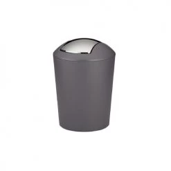 Kela Rangements Salle De Bain Poubelle De Salle De Bain En Plastique Gris Et Argent 5L