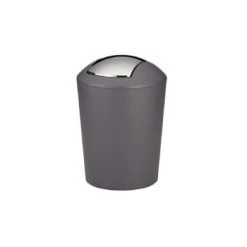 Kela Rangements Salle De Bain Poubelle De Salle De Bain En Plastique Gris Et Argent 5L -Rangements déco Soldes poubelle de salle de bain en plastique gris et argent 5l 3