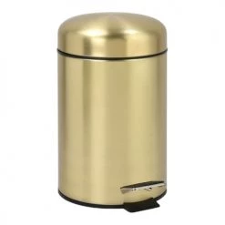 Wadiga Rangements Salle De Bain Poubelle De Salle De Bain Ronde Dorée à Pédale