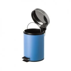 Wadiga Rangements Salle De Bain Poubelle Ronde à Pédale En Métal Bleu 3L -Rangements déco Soldes poubelle ronde a pedale en metal bleu 3l 4