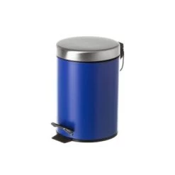 Wadiga Rangements Salle De Bain Poubelle Ronde à Pédale En Métal Bleu 3L -Rangements déco Soldes poubelle ronde a pedale en metal bleu fonce 3l 3