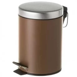 Wadiga Rangements Salle De Bain Poubelle Ronde à Pédale En Métal Marron 3L