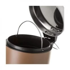 Wadiga Rangements Salle De Bain Poubelle Ronde à Pédale En Métal Marron 3L -Rangements déco Soldes poubelle ronde a pedale en metal marron 3l 4