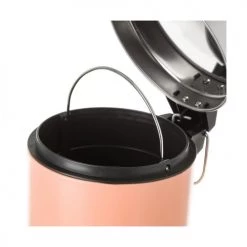 Wadiga Rangements Salle De Bain Poubelle Ronde à Pédale En Métal Orange 3L -Rangements déco Soldes poubelle ronde a pedale en metal orange 3l 2