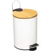 Five Simply Smart Rangements Salle De Bain Poubelle Salle De Bain Métal Blanc Couvercle Bambou - 3L -Rangements déco Soldes poubelle salle de bain metal blanc couvercle bambou 3l