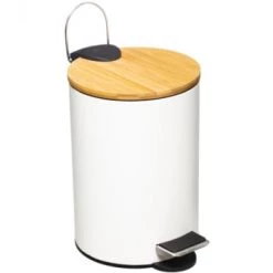 Five Simply Smart Rangements Salle De Bain Poubelle Salle De Bain Métal Gris Couvercle Bambou - 3L -Rangements déco Soldes poubelle salle de bain metal blanc couvercle bambou 3l 4