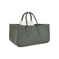 Present Time Porte-revues Et Caisses Range Magazine En Feutrine Avec 2 Anses Vert Taupe -Rangements déco Soldes range magazine en feutrine avec 2 anses vert taupe 5