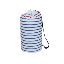 Casâme Paniers Et Corbeilles Sac à Linge Baluchon à Rayures - 90L - Blanc