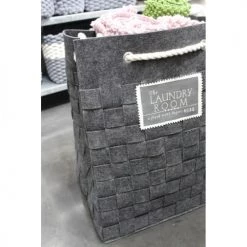 Meubletmoi Paniers Et Corbeilles Sac à Linge Gris En Feutrine Souple -Rangements déco Soldes sac a linge gris en feutrine souple 2