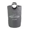 Meubletmoi Paniers Et Corbeilles Sac à Linge Pliable Rond En Tissu Gris Avec Poignées -Rangements déco Soldes sac a linge pliable rond en tissu gris avec poignees