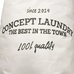 Meubletmoi Paniers Et Corbeilles Sac à Linge Pliant Rond En Tissu Blanc Cassé Avec Poignées -Rangements déco Soldes sac a linge pliant rond en tissu blanc casse avec poignees 2
