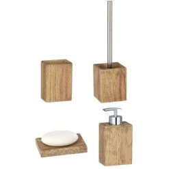 Toilinux Rangements Salle De Bain Set Accessoires De Salle De Bain Design Bois Marron