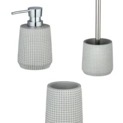 Toilinux Rangements Salle De Bain Set D'accessoires De Salle De Bain Design Doré -Rangements déco Soldes set d accessoires de salle de bain design gris 2