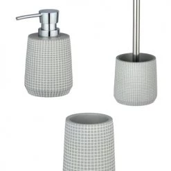 Toilinux Rangements Salle De Bain Set D'accessoires De Salle De Bain Design Gris