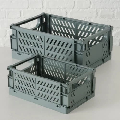 Wadiga Boîtes Set De 2 Caisses Pliables En Plastique Recyclé Gris Style Cagettes 5 Wadiga Boîtes Set De 2 Caisses Pliables En Plastique Recyclé Gris Style Cagettes – Image 3