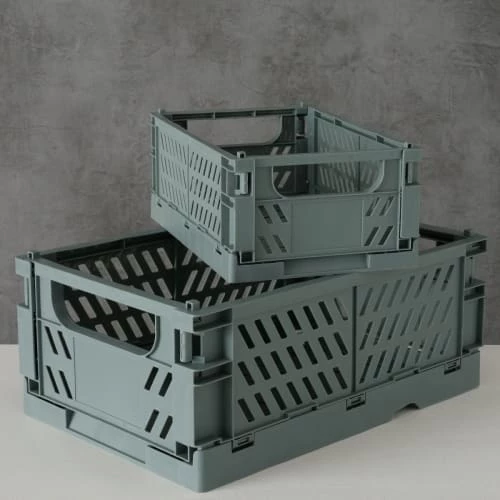 Wadiga Boîtes Set De 2 Caisses Pliables En Plastique Recyclé Gris Style Cagettes 7 Wadiga Boîtes Set De 2 Caisses Pliables En Plastique Recyclé Gris Style Cagettes – Image 5