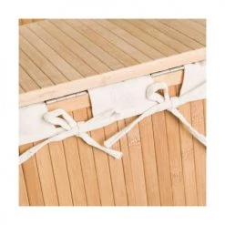 Wadiga Set De 2 Paniers à Linge Rectangulaires Bambou Intérieur Tissu -Rangements déco Soldes set de 2 paniers a linge rectangulaires bambou interieur tissu 3