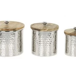 Beliani Set De 3 Boîtes Décoratives Argentées