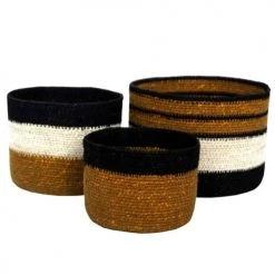 Casatera Set De 3 Boîtes En Jonc De Mer Marron