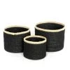 Casatera Set De 3 Boîtes En Jonc De Mer Noir -Rangements déco Soldes set de 3 boites en jonc de mer noir