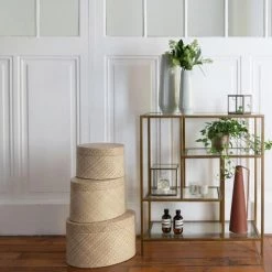 Casatera Set De 3 Boîtes Ovales En Pandan Beige -Rangements déco Soldes set de 3 boites ovales en pandan beige 4