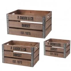 Wadiga Boîtes Set De 3 Caisses En Bois Et Métal