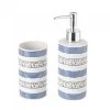 Wadiga Rangements Salle De Bain Set De Salle De Bain Bleu Et Blanc Distributeur De Savon + Verre -Rangements déco Soldes set de salle de bain bleu et blanc distributeur de savon verre