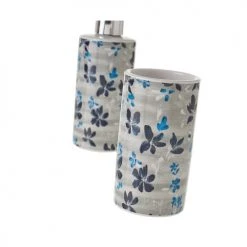 Wadiga Rangements Salle De Bain Set Salle De Bain Blanc Et Bleu Distributeur Savon Et Verre -Rangements déco Soldes set salle de bain blanc et bleu distributeur savon et verre 2