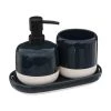 Five Simply Smart Rangements Salle De Bain Set Salle De Bain Céramique Bleu Pétrole , Blanc Et Noir - 3 Pièces -Rangements déco Soldes set salle de bain ceramique bleu petrole blanc et noir 3 pieces