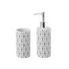 Wadiga Rangements Salle De Bain Set Salle De Bain Motifs Géométriques Distributeur Savon + Verre -Rangements déco Soldes set salle de bain motifs geometriques distributeur savon verre