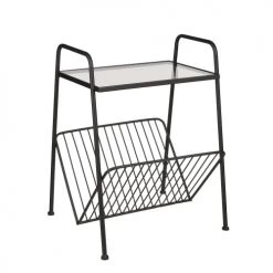 Mica Decorations Porte-revues Et Caisses Table Porte-revues En Verre Et Métal Noir