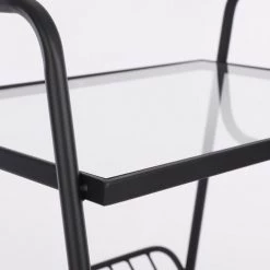 Mica Decorations Porte-revues Et Caisses Table Porte-revues En Verre Et Métal Noir -Rangements déco Soldes table porte revues en verre et metal noir 4