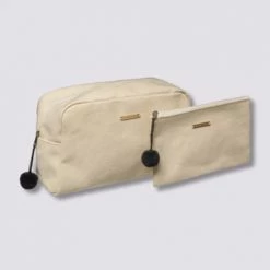 Five Simply Smart Rangements Salle De Bain Trousse De Toilette + Pochette Beige à Pompons -Rangements déco Soldes trousse de toilette pochette beige a pompons 4